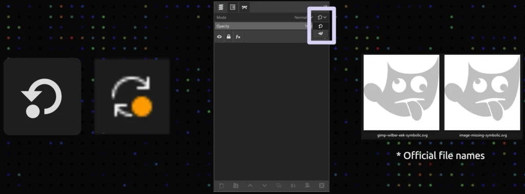 GIMP layer dropdown icons