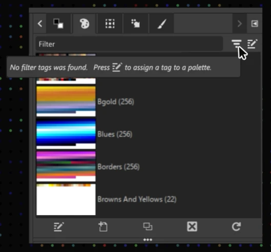 GIMP Palette list UI (recreated)